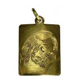 18K Yellow Gold Signed Jesus Pendant