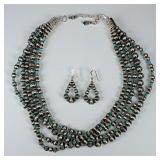 Geneva Apachito Sterling Turquoise Necklace & Earr