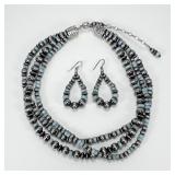 Geneva Apachito Beaded Sterling Turquoise Necklace