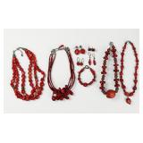 Coral Carnelian & Silver Bead Jewelry Collection