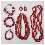 Assorted Coral Chip & Bead Necklaces Bracelets & E