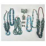 (10pc) Group of Turquoise & Sterling Silver Jewelr
