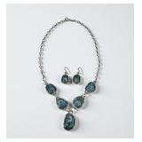 L Yazzie Sterling Silver Turquoise Necklace & Earr