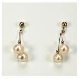 Pair of 14K Gold & Pearl Earrings