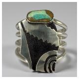 Large Ha Ta Weh Sterling Silver Turquoise Cuff Bra