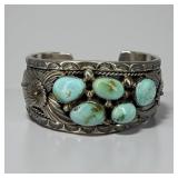 Darrell Victor Sterling Silver Turquoise Cuff Brac