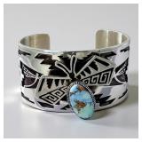 Navajo Sterling Dragonfly Cuff Signed "RB"