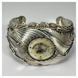 W.A. Sterling Silver Cuff Watch Bracelet