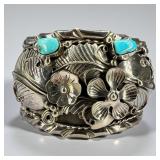 Mexican Sterling Silver Turquoise Cuff Bracelet