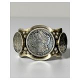 Paul Livingston Sterling Silver Coin Cuff Bracelet