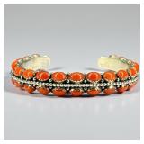 Patrick Yazzie Sterling Silver & Coral Cuff Bracel