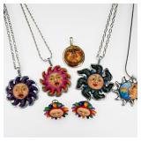 Group Of Sterling Silver Hand-Painted Necklaces, P
