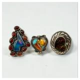 (3) Sterling Rings Set W/ Stones