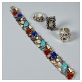 Group Of Sterling & Colored Stone Jewelry