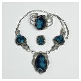 (3pc) Herbert Tsosie Navajo Sterling Silver & Turq