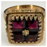 14K Yellow Gold Square Cocktail Ring