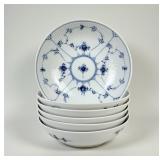 (6pc) Royal Copenhagen Blue Fluted Plain Porcelain