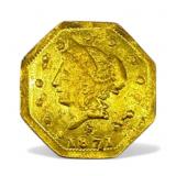 1871 Gold Octagon Half Dollar California Coin