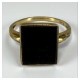 10K Yellow Gold Black Onyx Ladies Ring