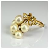 14K Yellow Gold Pearl Ladies Ring