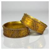 (2) Victorian 16K Gold Etruscan Revival Bangle Bra