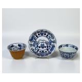 (3pc) Antique Chinese Blue & White Porcelain Tea S