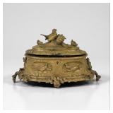 Ornate Bronze Bird Music Box With Reuge Swiss Move
