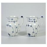 Pair Of Royal Copenhagen Blue Fluted Jugs