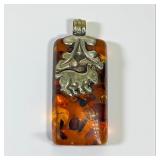 Burmese Silver & Amber Pendant