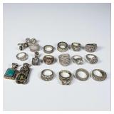 Lot Of Assorted Silver Rings Plus More