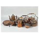 (10) Group of Antique Copper Kettles and Pots