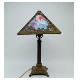 Slag Glass Lamp With Pyramidal Shade & Islamic Arc