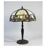Antique Slag Glass Scenic Table Lamp