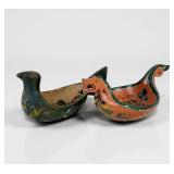 (2) Antique Scandinavian Hand Carved & Painted Ale