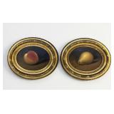 Pair of Antique Fruit Still Life Paintings in Oval