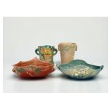 (4pc) Collection Of Roseville Pottery Bowls & Vase