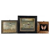 (3) Pietra Dura Inlaid Plaques Inc Fish and Butter