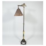 Art Deco Brass & Glass Floor Lamp With Mica Shade