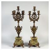 Pair Of Antique French Art Nouveau Marble & Iron C