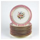 (12pc) Royal Worcester Hand-Painted Floral Plates