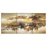 Hong Leung Triptych Oil on Canvas