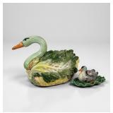 Majolica Swan & Duck Tureen Set