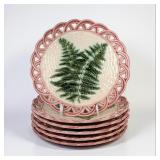(6pc) Sarreguemines Majolica Fern Plates