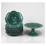 (14pc) Wedgwood Green Cabbage Set