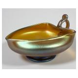 LCT Tiffany Art Glass Handled Nappy Dish