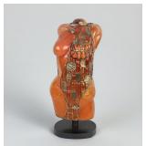 David Bennett Hand Blown Glass & Bronze Nude Sculp