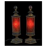 Pair of Arts & Crafts Mica Mantel Lamps