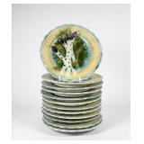 (12pc) Majolica Pottery Asparagus Plates