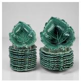 (21pc) Wedgwood Majolica Green Leaf Trinket Trays