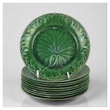 (10pc) Wedgwood Majolica Green Leaf Salad Plates